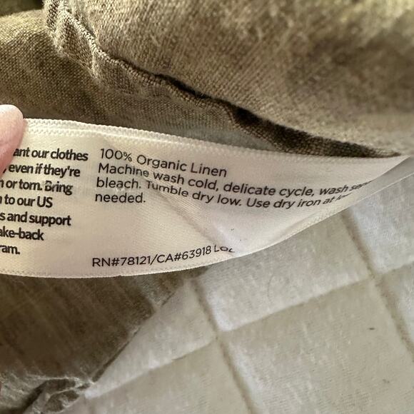 EILEEN FISHER Top Womens Petite Medium Brown Organic Linen Button Down Lagenlook - Picture 7 of 9